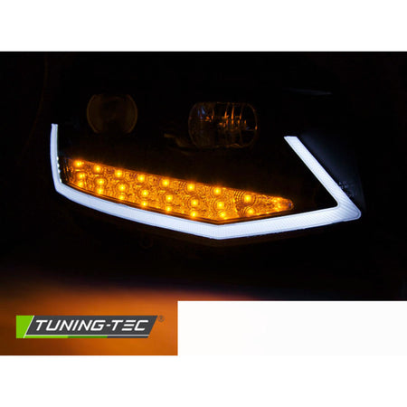 Fari Anteriori Luci Diurne LED Nero Cromato per Volkswagen T6 (2015-2019)