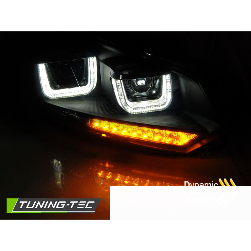 Fari Anteriori U-LED Neri Sequenziali per Volkswagen GOLF VI (2008-2012)