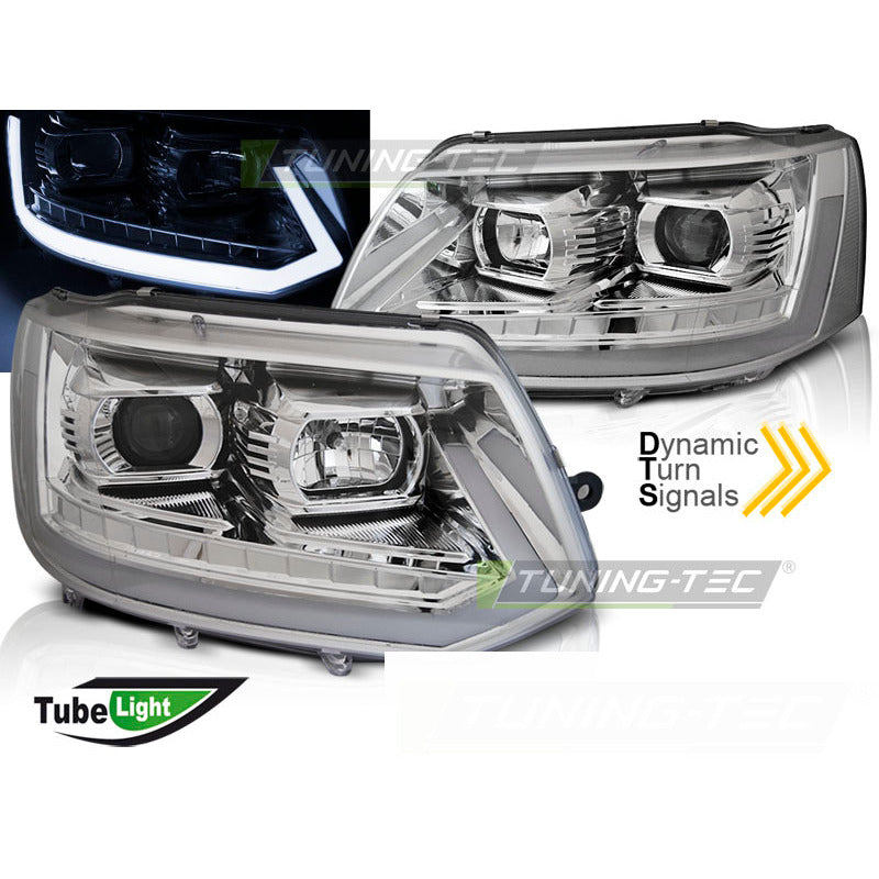 Fari Tube Luci Cromo Sequenziali per Volkswagen T5 (2010-2015)
