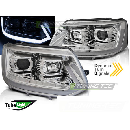 Fari Tube Luci Cromo Sequenziali per Volkswagen T5 (2010-2015)