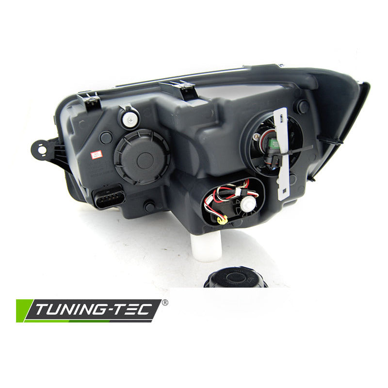 Fari Anteriori Tubo Luci Diurne Neri Cromati Sequenziali per Volkswagen T6 15-19