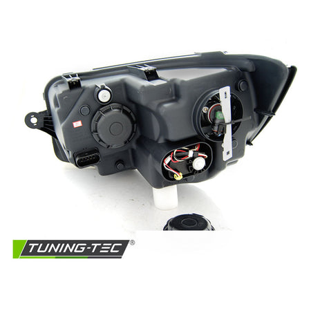 Fari Anteriori Tubo Luci Diurne Neri Cromati Sequenziali per Volkswagen T6 15-19