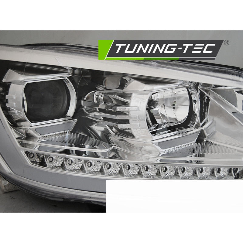 Fari Tubo Luce DRL Cromo Sequenziale per Volkswagen Touran I 10-15