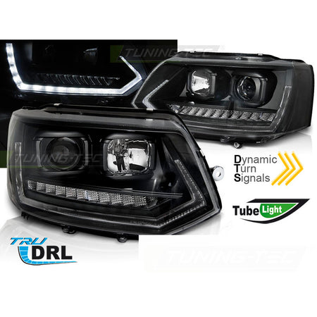 Fari Tube DRL Nero Sequenziale per Volkswagen T5 (2010-2015)