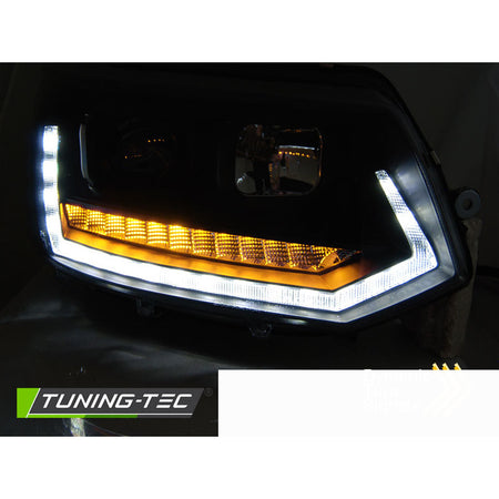 Fari Tube DRL Nero Sequenziale per Volkswagen T5 (2010-2015)