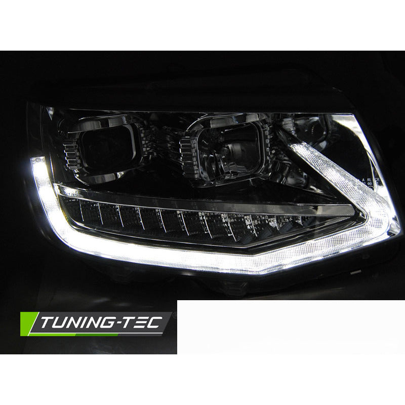 Fari Tube Luci Diurne DRL Cromo Sequenziale per Volkswagen T6 (2015-2019)