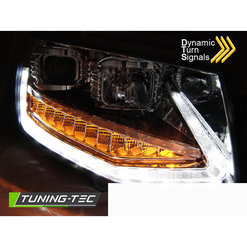 Fari Tube Luci Diurne DRL Cromo Sequenziale per Volkswagen T6 (2015-2019)