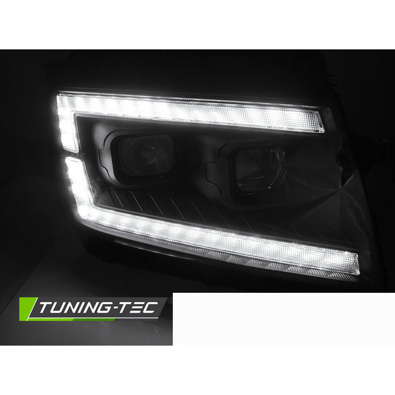 Fari Tubolari Neri con Luci Diurne Sequenziali per Volkswagen CRAFTER II 17