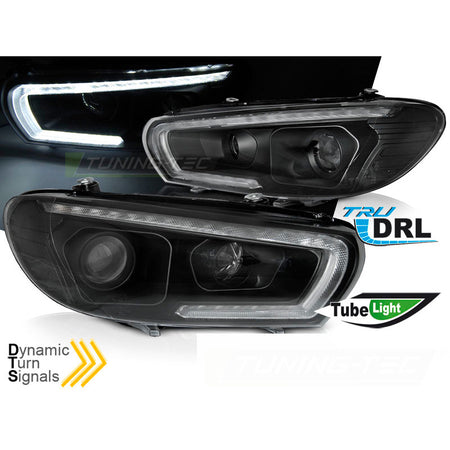 Fari Tube Sequenziali LED Nero per Volkswagen Scirocco (08-04.14) Fanali LED