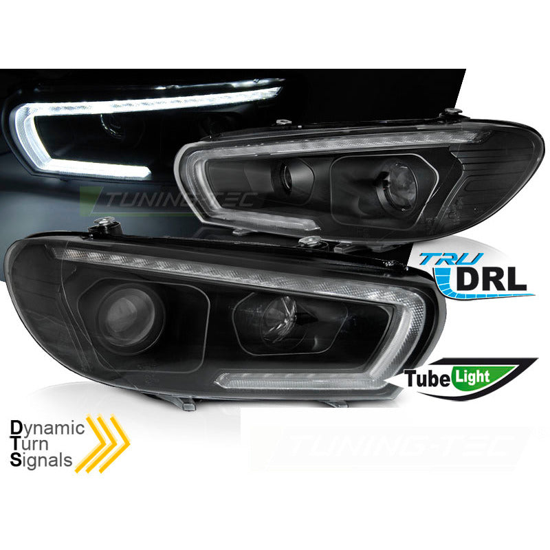 Fari Tube Sequenziali LED Nero per Volkswagen Scirocco (08-04.14) Fanali LED