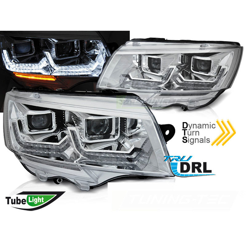 Fari Tube Luce Cromo DRL Sequenziale per Volkswagen T6 (20-)