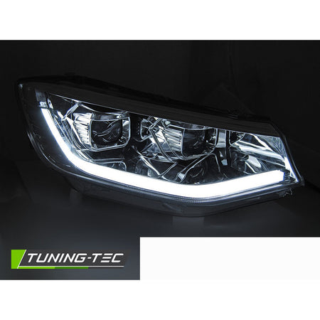 Fari Anteriori Luci a Tubo LED Cromati Sequenziali per Volkswagen Caddy 20