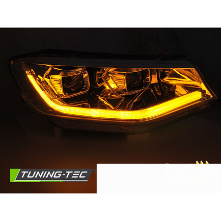 Fari Anteriori Luci a Tubo LED Cromati Sequenziali per Volkswagen Caddy 20