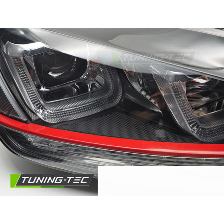 Headlights Light Seq Black With Red Line per Volkswagen Golf 7 (2013-2017)