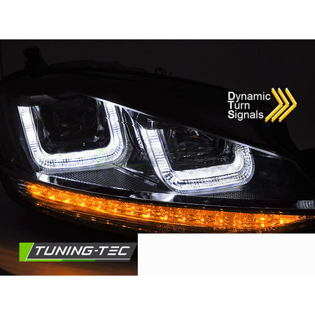 Headlights Light Seq Black With Red Line per Volkswagen Golf 7 (2013-2017)