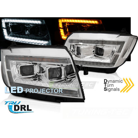 Fari Anteriori LED Bar Cromati Dinamici DRL Sequenziali per Volkswagen CRAFTER