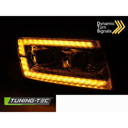 Fari Anteriori LED Bar Cromati Dinamici DRL Sequenziali per Volkswagen CRAFTER