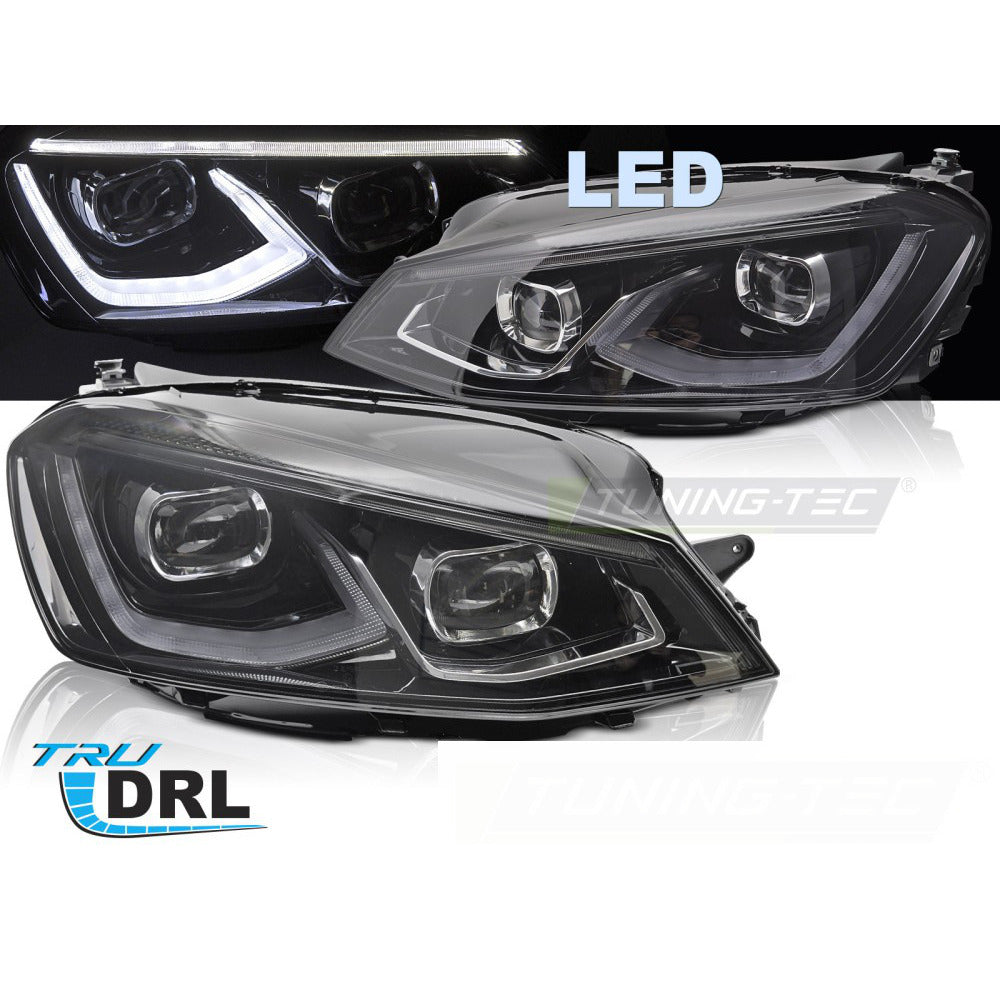 Full LED Fari Anteriori Neri per Volkswagen Golf VII (2014-2017)