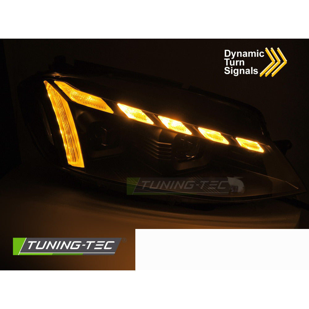 Headlights Light Seq Black per Volkswagen Golf 7 (anni 2017-2019)
