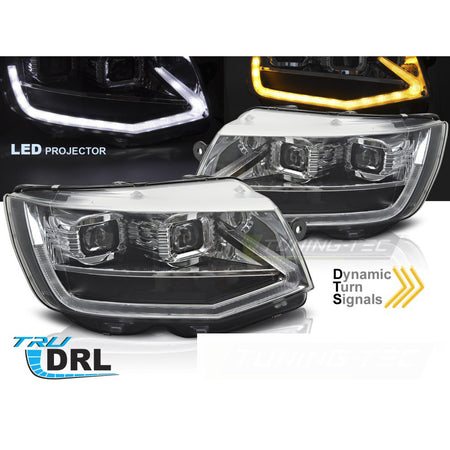 LED Fari Tube Luce Cromo DRL Sequenziale per Volkswagen T6 (2015-2019)