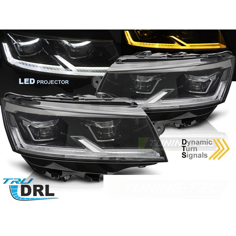 Full LED Fari Nero DRL Sequenziali per Volkswagen T6 (2020-2024)