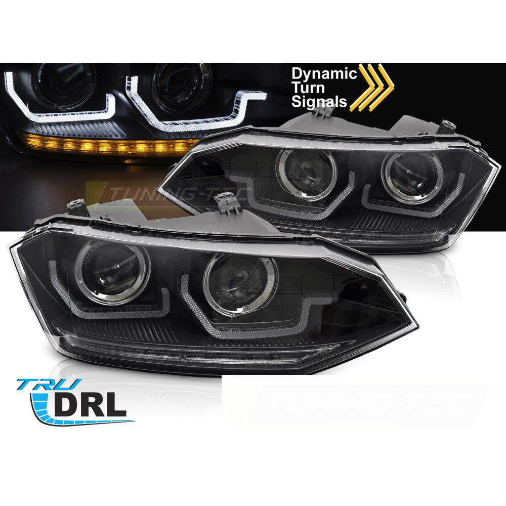Fari Anteriori LED Sequenziali Neri per Volkswagen POLO VI (2017-2021)