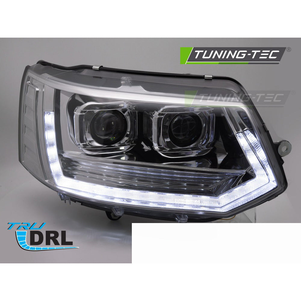 Full LED Fari Anteriori Tubolari T6 Look Cromo DRL Sequenziale per Volkswagen
