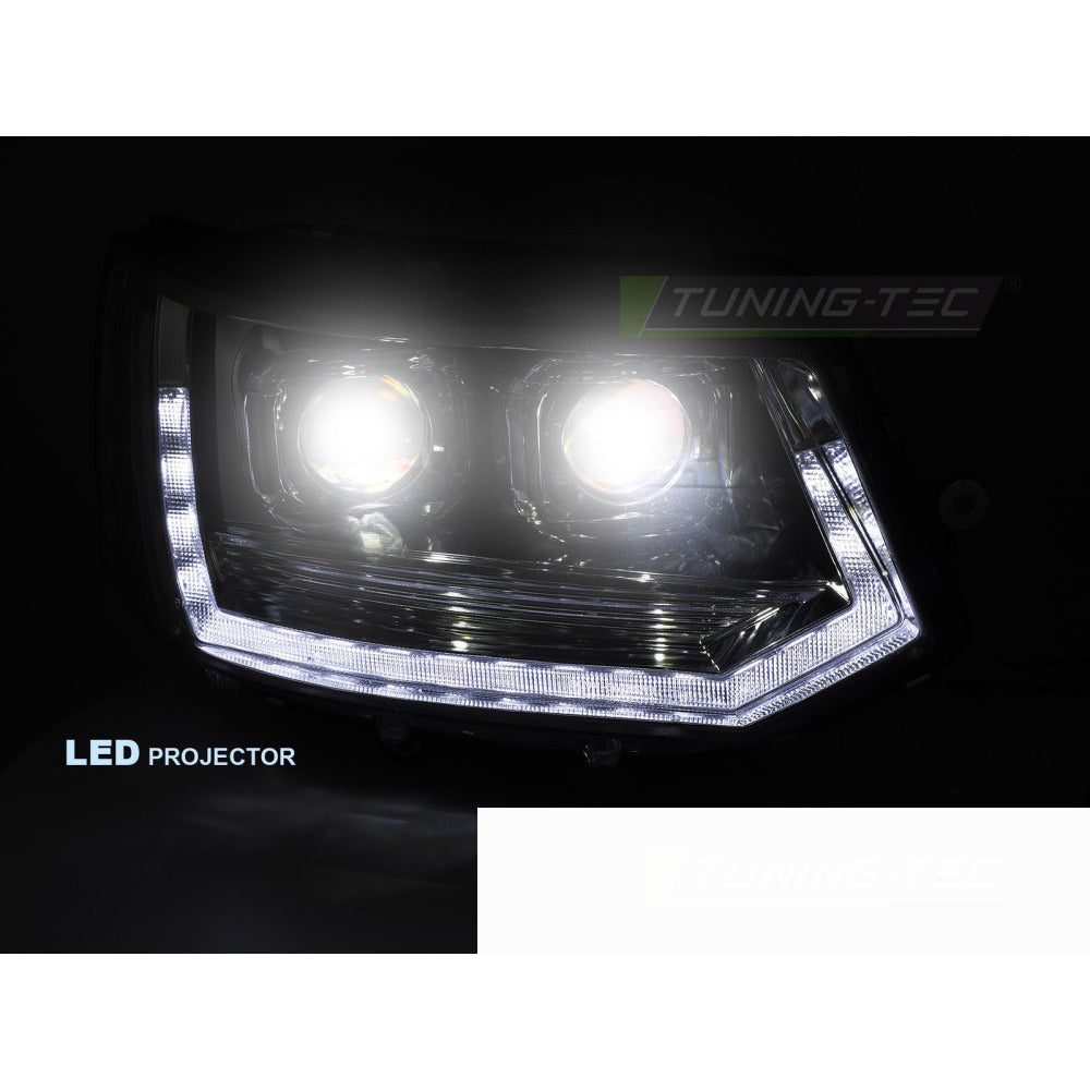 Full LED Fari Anteriori Tubolari T6 Look Cromo DRL Sequenziale per Volkswagen