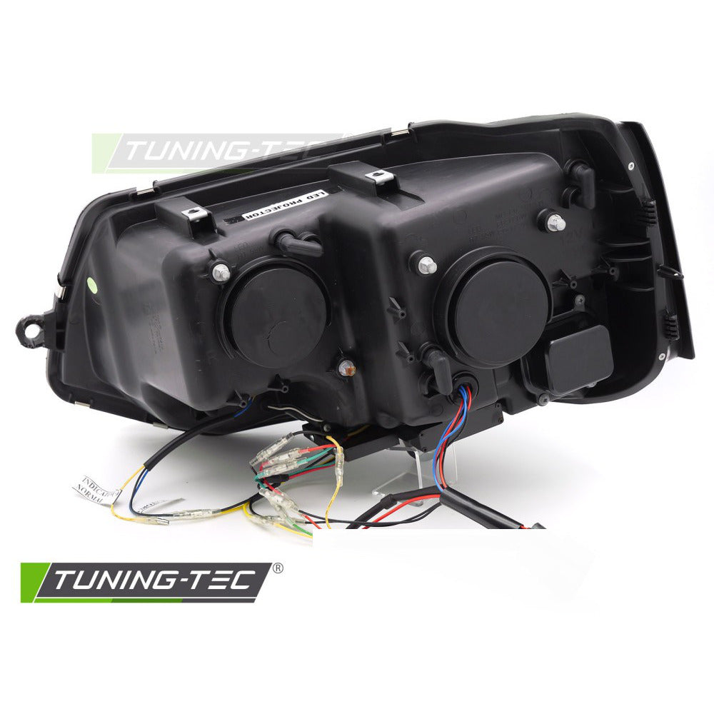 Full LED Fari Anteriori Tube T6 Look Neri DRL Sequenziali per Volkswagen T5