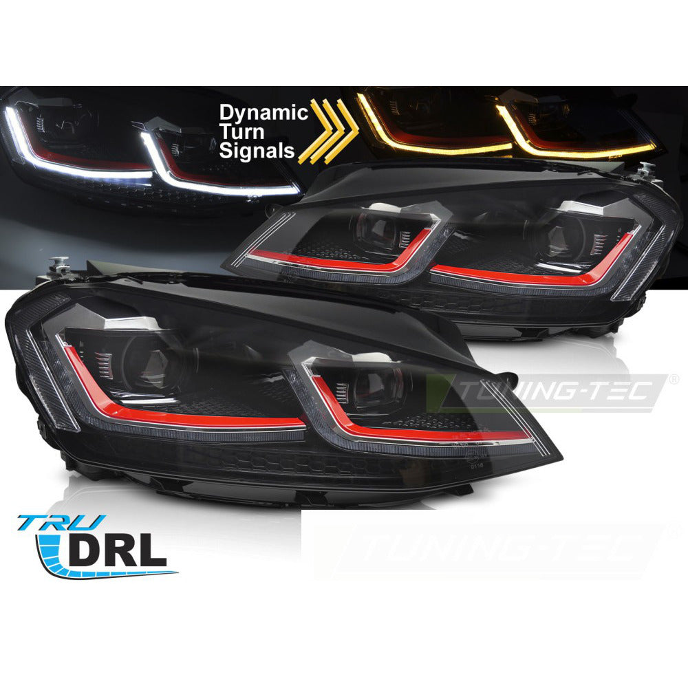 Fari Anteriori LED Sequenziali Rossi per Volkswagen GOLF VII (2013-2017)