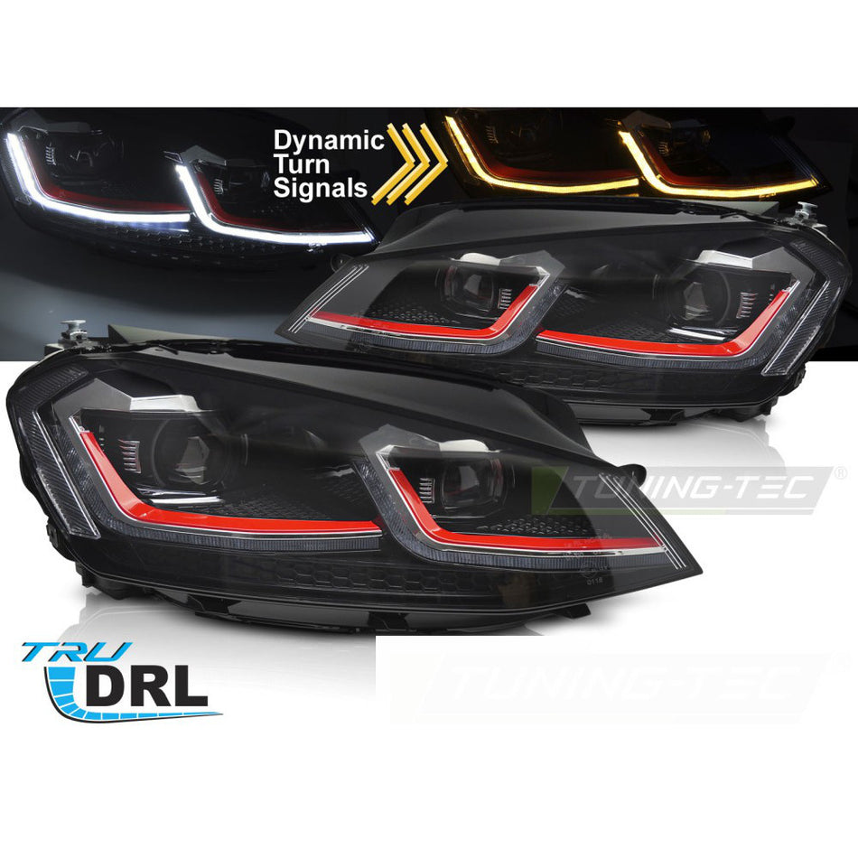 Fari Anteriori LED Sequenziali Rossi per Volkswagen GOLF VII (2013-2017)