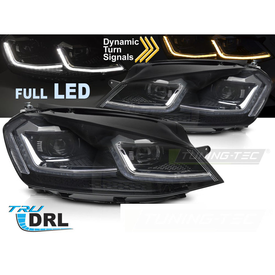 Fari Anteriori Full LED Argento Sequenziali per Volkswagen GOLF VII (13-17)