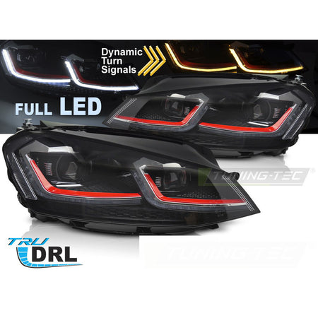 Fari Anteriori Full LED Rosso Sequenziali Luci Diurne per Volkswagen Golf VII
