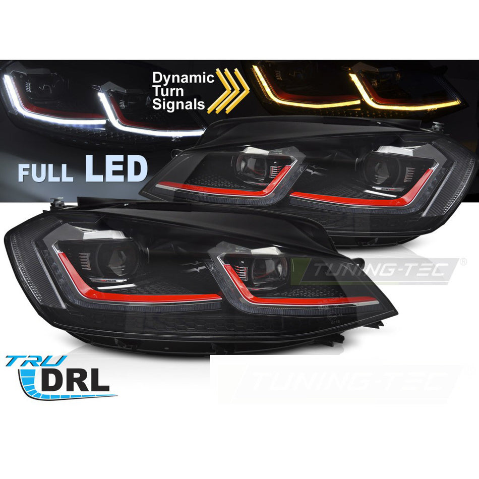 Fari Full LED Rosso Sequenziali DRL per Volkswagen Golf VII (2017-2019)