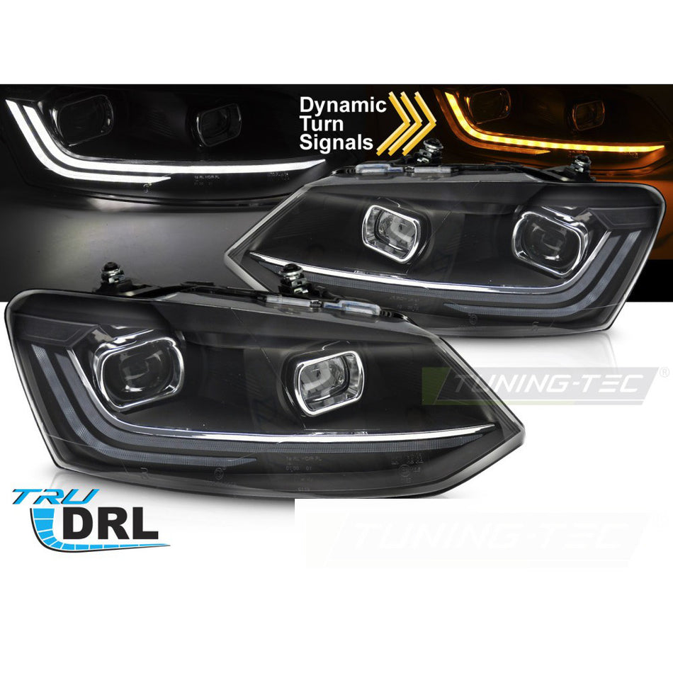 Fari Argento LED Sequenziali DRL per Volkswagen Polo V (09-17) Luci Diurne