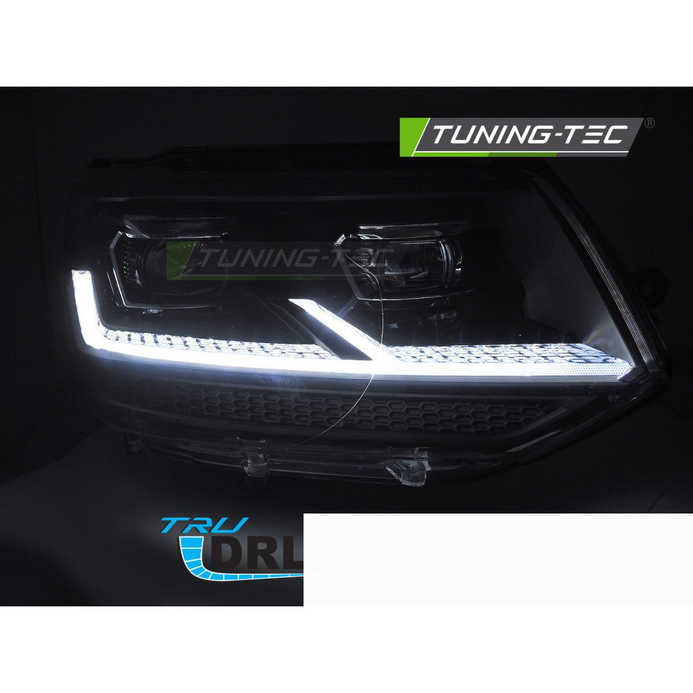 Fari Anteriori Full LED Neri Cromati Sequenziali per Volkswagen T5.1 (10-15)