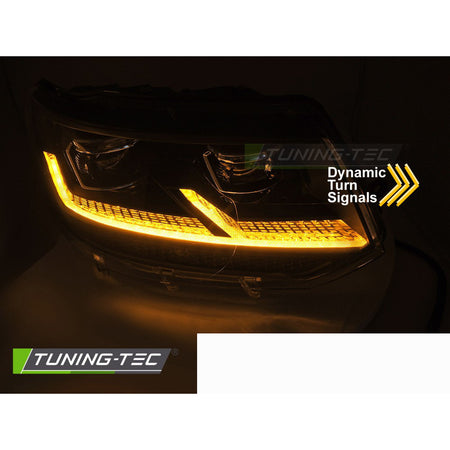 Fari Anteriori Full LED Neri Cromati Sequenziali per Volkswagen T5.1 (10-15)