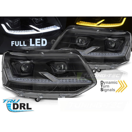 Fari Anteriori Full LED Neri Dinamici per Volkswagen T5.1 (2010-2015)