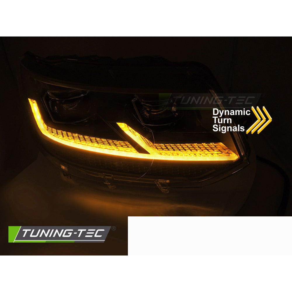 Fari Anteriori Full LED Neri Dinamici per Volkswagen T5.1 (2010-2015)