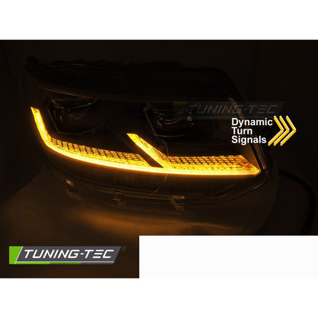 Fari Anteriori Full LED Neri Dinamici per Volkswagen T5.1 (2010-2015)
