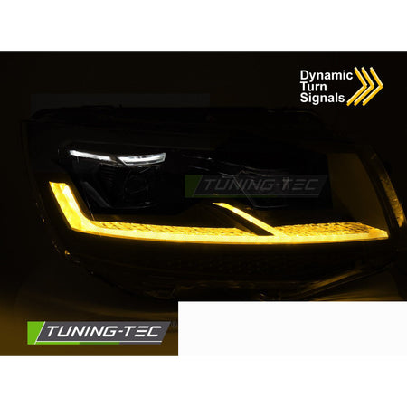 Fari Full LED Nero Sequenziali DRL per Volkswagen T6 (2015-2019) Luci Diurne