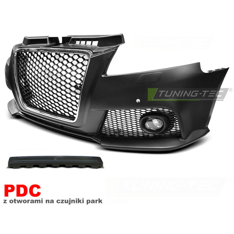 Anteriore Paraurti Sport Cromato Nero PDC per Audi A3 (2008-2012) con PDC
