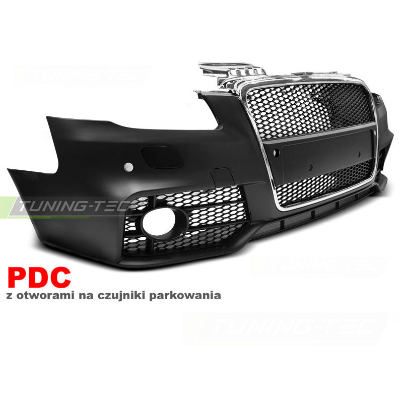Anteriore Paraurti Sport Cromato Nero PDC per Audi A4 (2004-2008) con PDC