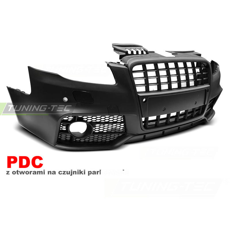 Anteriore Paraurti Sport Nero PDC per Audi A4 (2004-2008) con PDC