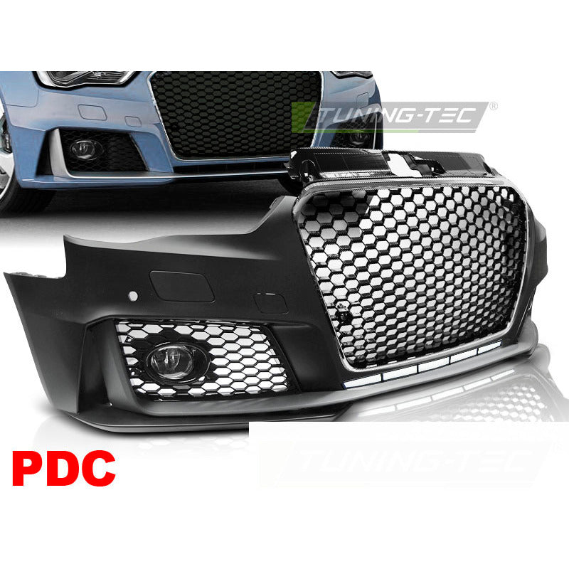 Anteriore Paraurti Sport Cromato Nero PDC per Audi A3 (2012-2016) con PDC