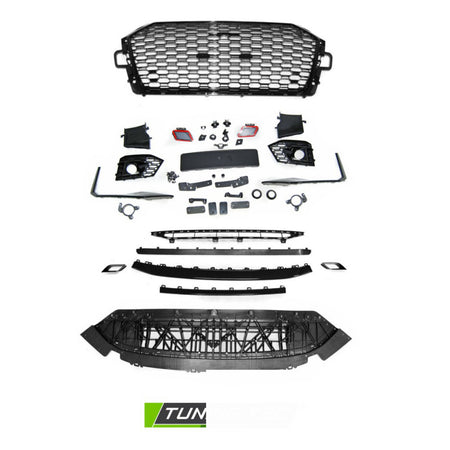 Anteriore Paraurti Sport Nero Lucido PDC per Audi A4 B9 (2015-2019)