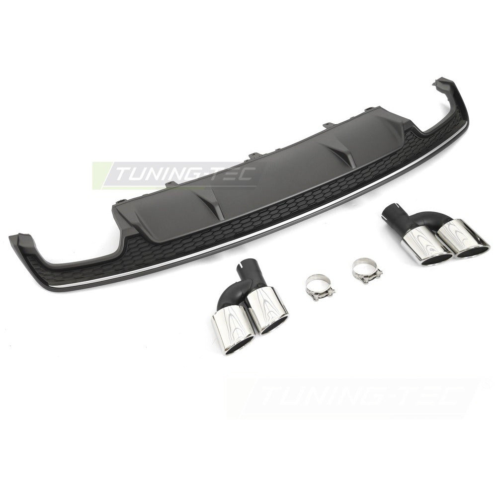 Diffusor Twin Outlet Argento Nero Sport S Style per Audi A7 C7 (2014-2018)