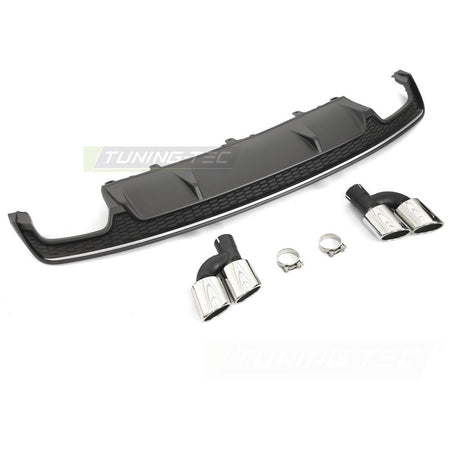 Diffusor Twin Outlet Argento Nero Sport S Style per Audi A7 C7 (2014-2018)