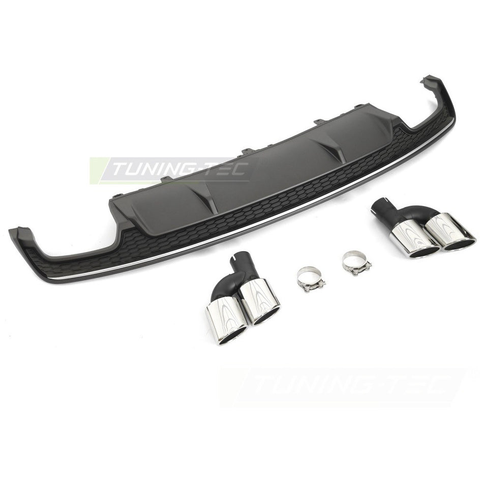Diffusor Twin Outlet Argento Nero Sport S Style per Audi A7 C7 (2014-2018)