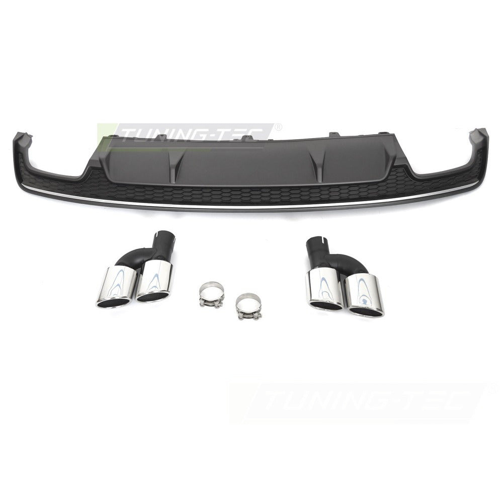 Diffusor Twin Outlet Argento Nero Sport S Style per Audi A7 C7 (2014-2018)